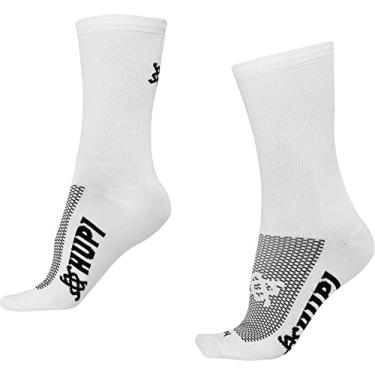 Imagem de Meia HUPI Lisa Branco Cano Médio 1 Par para Corrida Bike, Cor: Branco, Tamanho: Único 36-42