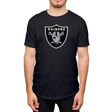 Imagem de Hybrid Sports NFL - Las Vegas Raiders - logotipo da equipe envelhecida - Camiseta masculina e feminina de manga curta - Tamanho 2 GG