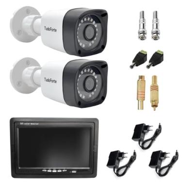 Imagem de Kit 2 Câmeras Bullet Tudo Forte TF 2020 B Full HD 1080p Visão Noturna 20M Proteção IP66 + Tela Monitor 7 polegadas LCD Colorido + Acessórios