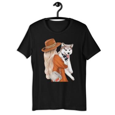 Imagem de Camiseta Feminina - Garota Love Dog Husky-Feminino