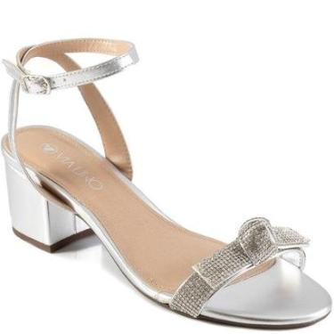 Imagem de Sandália Salto Confortável com Strass Via Uno 427099-Feminino