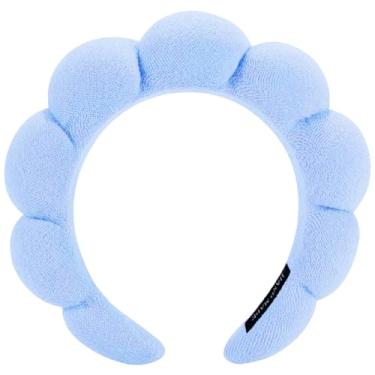 Imagem de AOENJIE Fitas de cabelo de spa para lavar o rosto ou maquiagem, faixas de cabelo com bolhas de esponja, faixa de cabelo de pano felpudo para mulheres, cuidados com a pele, acessórios de cabelo para