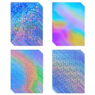 Imagem de 28 folhas de papel cartolina holográfico 250 g/m2 kg, 8,5 x 11 papel metálico com glitter, 4 estilos mistos para impressão, compatível apenas com impressora a laser, cartolina grossa para artesanato,