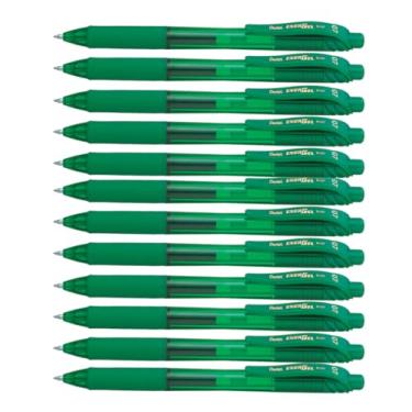 Imagem de Pentel Rolo De Gel Líquido Retrátil Energel X, Tamanho De Ponta Média De 0,7 Mm, Tinta, Caixa Com 12 12 Unidades (Pacote Com 1) Verde