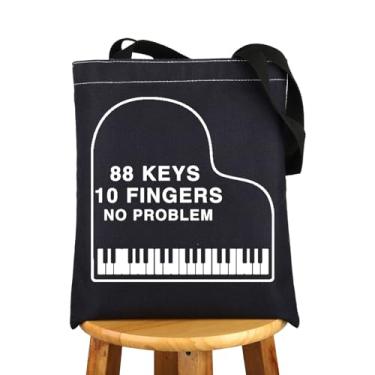 Imagem de JNIAP Sacola Pianista Presentes Pianista 88 Teclas 10 Dedos Sem Problemas Piano Professor Tote Bag Piano Lover Gifts, 10 dedos Tb, Large