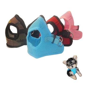 Imagem de Snazzi Pet Peitoral macio para cães pequenos, sem puxão, PPP, para xícara de chá, chihuahua, Yorkie, Pomeranian, peitoral para cachorro, malha azul celeste, confortável (0,9 a 1,8 kg)