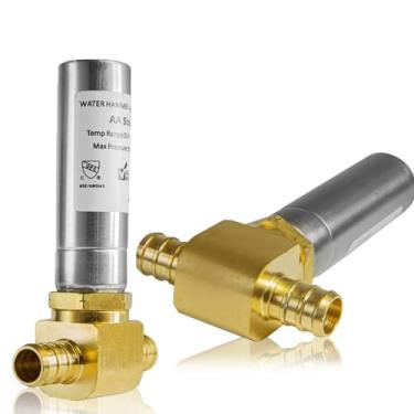 Imagem de GUOFIS Arrestore de martelo de água, aço inoxidável de 1/5.1 cm, conexão de crimpagem Pex (pacote com 2, aço inoxidável)