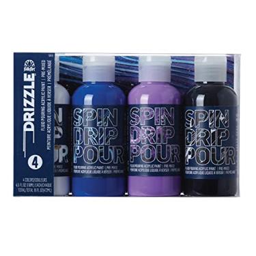 Imagem de FolkArt, Conjunto de acrílico pré-misturado Galaxy Drizzle conjunto de 4 tintas de despejo fluido de acabamento premium de alto brilho perfeito para projetos de artes e artesanato em ambientes internos e externos, 50415
