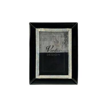 Imagem de Porta Retrato Ivy Em Vidro Preto Com Strass 10X15