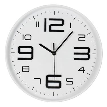 Imagem de Relógio de Parede Minimalista Moderno - Branco com Números Pretos em Relevo, Elegante para Todos os Ambientes