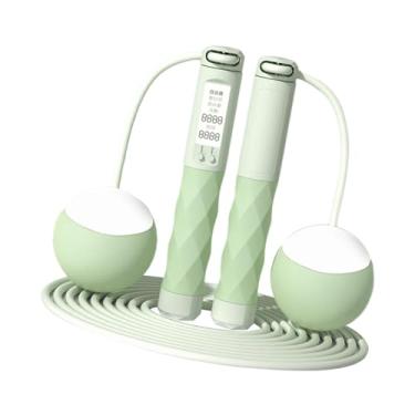 Imagem de Fancyes Corda de pular ponderada com contador, corda de pular sem fio, corda de pular digital para exercícios, homens, mulheres, iniciantes, adultos e, Verde