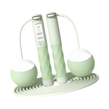 Imagem de UGPLM Corda de pular com contagem digital, corda de pular com contador, corda de pular sem fio para treinamento fitness, treino adulto interno, Verde