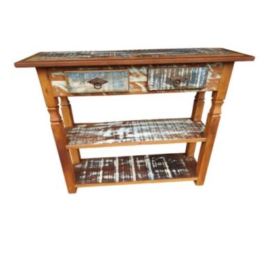 Imagem de Aparador em madeira de demolição com 2 gavetas e 2 prateleiras