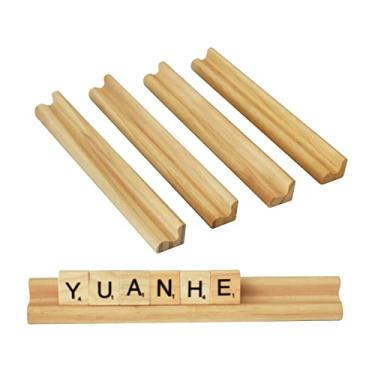 Imagem de Yuanhe Scrabble Letter Tile Holders - Wooden Scrabble Rack Tray Set of 4, for Crafts and Game Stands