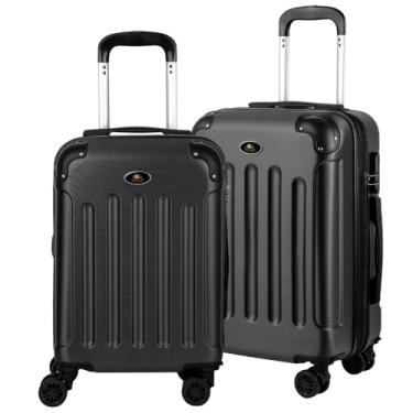 Imagem de Malas de Viagem Kit Bordo Expansível Fibra rígida ABS ZL110 World Onboard com Rodas que giram 360º de engate removiveis e cadeado embarcado (Preto) (Preto)