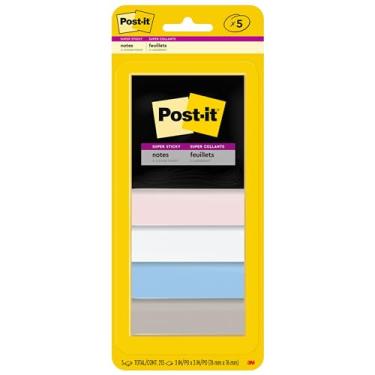 Imagem de Post-it Notas super adesivas, 5 blocos de notas adesivos, 7,6 x 7,6 cm, material escolar para estudantes, ideal para livros didáticos, cadernos, paredes e superfícies verticais, coleção Simply Serene