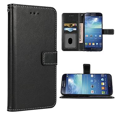 Imagem de FDCWTSH Capa carteira compatível com Samsung Galaxy S4 alça de pulso cordão couro flip capa suporte suporte acessórios celulares capas de telefone para Galaxy9500 Galaxi I9505 mulheres homens preto