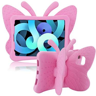 Imagem de JGY Capa borboleta bonita para Samsung Tab A8 10,5 2021 para crianças, capa completa de espuma EVA segura para meninas, capa completa, capa resistente, Tab A8 10,5 polegadas, capa infantil com suporte para lápis, à prova de choque, capa robusta para Samsung Tab A8 10,5 (rosa)