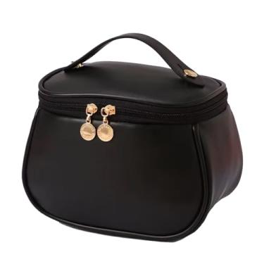 Imagem de Necessaire Bolsa Porta Maquiagem Make Organizador Dobrável Divisória Cosméticos Feminina Organizadora Repartições Portátil (Preto)