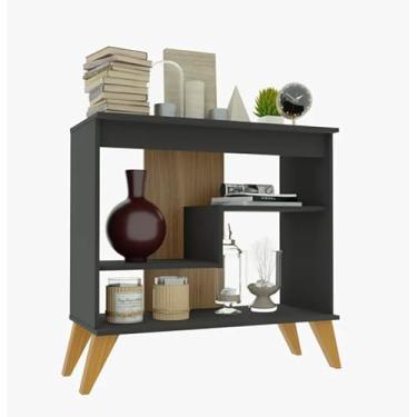 Imagem de Aparador Multiuso 72cm com 2 Prateleiras com Pés de Madeira 6209 Cinza
