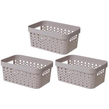 Imagem de Kit 3 Cesto Organizador  s/ Tampa Trama Rattan 4,5L Usual - Usual Util