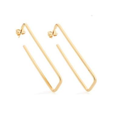 Imagem de Brincos banhado ouro 3x 24k 18k e 22k femininos argola rommanel retang