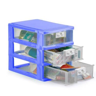 Imagem de Porta Gaveteiro Organizador de Mesa 3 gavetas com trava Multiuso Compa