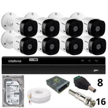 Imagem de Kit 8 Câmeras Intelbras  Bullet 1220b Full Hd Dvr Intelbras 1216-c Mhd