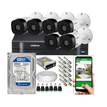 Imagem de Kit 6 Câmeras Intelbras Multi Hd Dvr 8 Canais Intelbras C/Hd 320gb