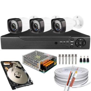 Imagem de Kit Full Hd Com Dvr 8 Canais Acesso Internet P2p + 3 Câmeras Segurança