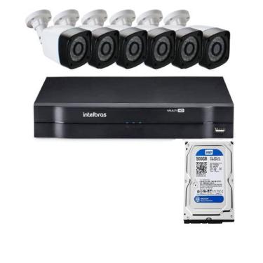 Imagem de Kit Segurança Dvr Intelbras 8 Ch c/hd de 500gb e 6 Câmeras Full hd 2mp