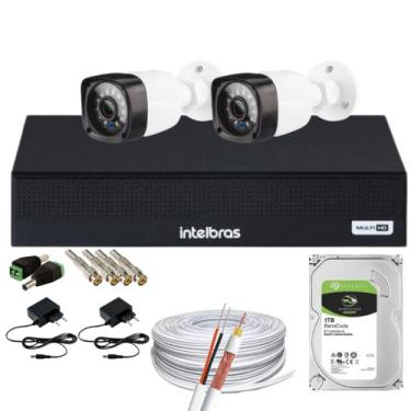 Imagem de Kit 2 Câmeras Full HD 1080p + DVR Intelbras MHDX 3004-C c/HD 1TB + Ace