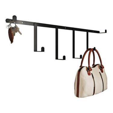 Imagem de Cabideiro Industrial Decorativo Ferro Preto 65x16x5cm - RDS Metalúrgic