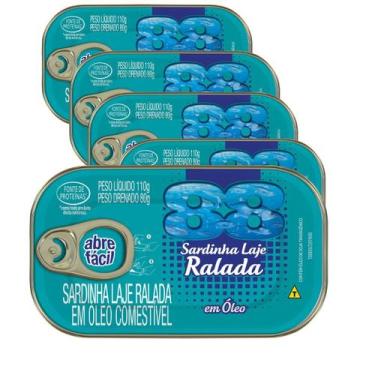 Imagem de Kit Com 5 Sardinha Laje Ralada Em Óleo 88 Lata 80G - Laje 88