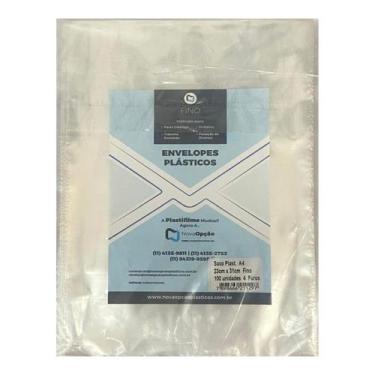 Imagem de Kit 100 Envelope Saco Plástico A4 230x310 4 Furos 0,06mm - Plastifilme
