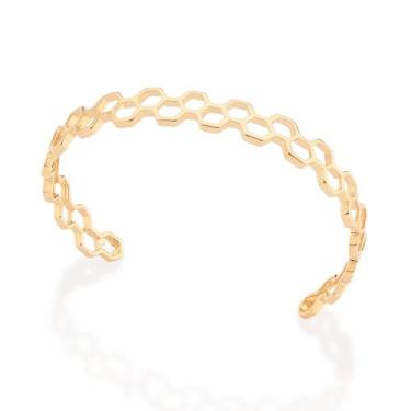 Imagem de Pulseira de pulso bracelete feminina rommanel banhado ouro 18k colmeia