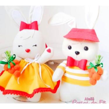 Imagem de Kit casal de coelhos em feltro - Ateliê coisas da Fê 