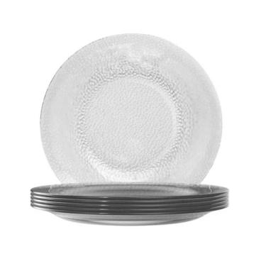 Imagem de Jogo 6 Pratos Fundos De Vidro 22 cm Almoço Jantar Mesa Transparente Du