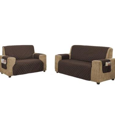 Imagem de Jogo de protetor de sofá para sofá couro 3 e 2 lugares com fixador - l