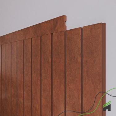 Imagem de Painel Ripado Cabeceira Quarto Cama King - Urban+ Bronze - Meu Rodapé