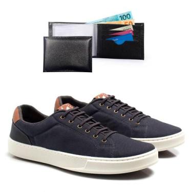 Imagem de Sapatênis Masculino Cadarço Moderno Casual + Carteira Kit 2 - Épico, M