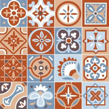 Imagem de Adesivo de Azulejo - Ladrilho Hidráulico - 10cm x 10cm - 16un - 342Azp