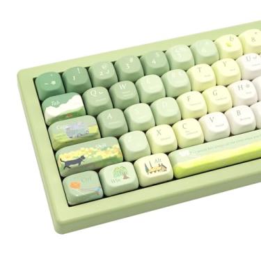 Imagem de GEKUCAP Teclas PBT 132 Teclas Tema Primavera Teclas Verdes Sublimação de Corante Lindas Teclas Perfil XOA Conjunto de Teclas Personalizadas para Teclados Mecânicos Cherry Gateron MX Switches