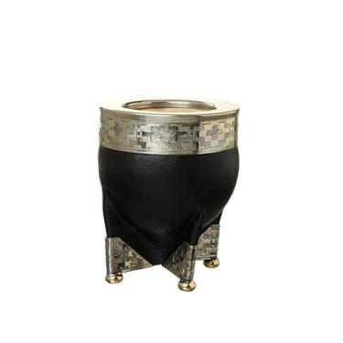 Imagem de Generic Taça Imperial Mate Cup, forrada com couro argentino e virola de prata de níquel duplo e base de prata de níquel, curta, preta