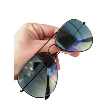 Imagem de Óculos De Sol Aviador Preto Fume Unissex Lentes De Cristal UV400 - Imp