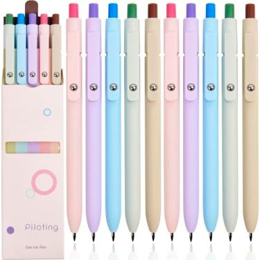 Imagem de Canetas de gel material escolar de escritório – 10 peças de caneta esferográfica de tinta preta fofa de 0,7 mm, caneta de ponta fina colorida macaron, acessórios de mesa para professoras