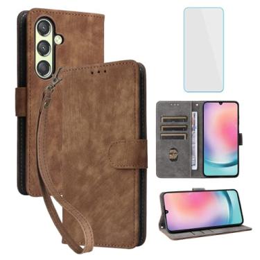 Imagem de IUQXU Capa carteira para celular Samsung Galaxy S24 5G com protetor de tela [bloqueio RFID] couro flip porta-cartão feminino masculino capa para celular para Samsung S 24 SM-S921U 24S Galaxy S24 5G