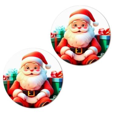 Imagem de 126 adesivos de Papai Noel, etiquetas brilhantes redondas grandes de 2,5 cm, ótimas para presentes de temporada de férias, sacolas de presente, cartões, envelopes, caixas, etiquetas e suprimentos.