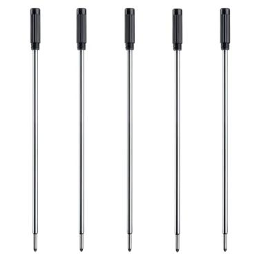 Imagem de Refil de tinta vermelha DunBong pacote com 5, refil de caneta esferográfica substituível, refil de metal de ponta média, Preto