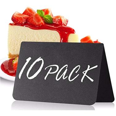 Imagem de 10 mini placas de lousa para alimentos de 7,6 x 10 cm - etiquetas de plástico para comida de giz pequeno para buffet - Cartões de barraca de mesa de quadro-negro - Etiquetas de comida de catering